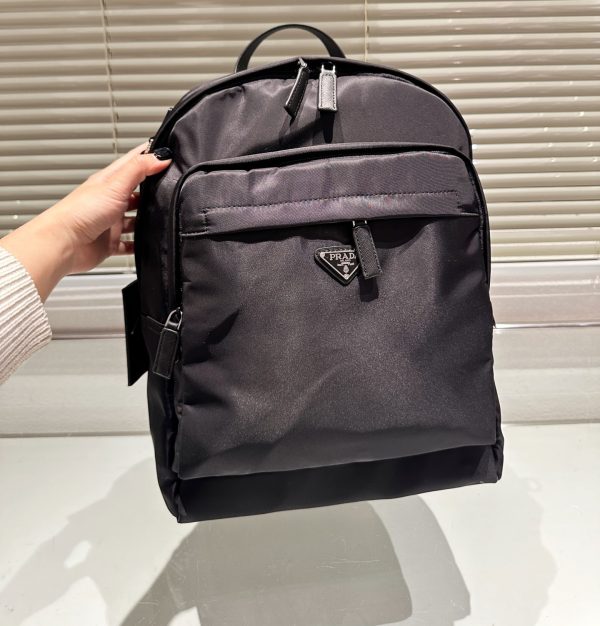 PRADA RE NYLON AND SAFFIANO LEATHER BACKPACK BLACK 38CM 2VZ048 2DMG F0002