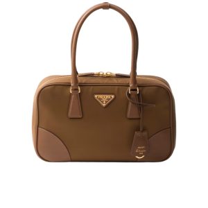 PRADA RE-EDITION 1978 MEDIUM RE-NYLON AND SAFFIANO LEATHER TWO HANDLE BAG CORK BEIGE 30CM 1BB115 R064 F0594 V TOO