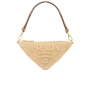 PRADA CROCHET AND LEATHER MINI BAG NATURAL 18CM 1BC543 2A2T F0018 V YUO