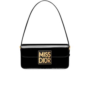 DIOR MISS DIOR FLAP BAG PATENT CALFSKIN BLACK 20CM