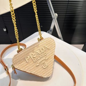 PRADA CROCHET AND LEATHER MINI BAG NATURAL 18CM 1BC543 2A2T F0018 V YUO