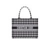 DIOR PERSONALIZED MEDIUM BOOK TOTE BLACK MACRO HOUNDSTOOTH EMBROIDERY/ 36CM M1296ZTQT M911