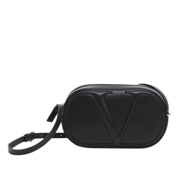 VALENTINO VLOGO WALK CALFSKIN CROSSBODY BAG BLACK 25CM