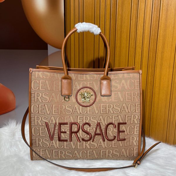 VERSACE ALLOVER LARGE TOTE BAG BROWN 39CM 1004741 1A08199 DTU UNICA 2N24V