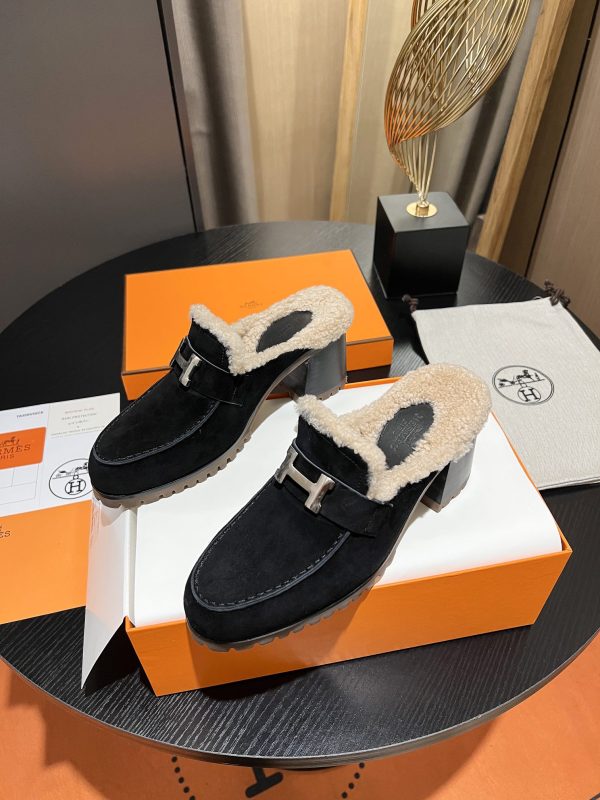 HERMES FLORE 60 MULE BLACK