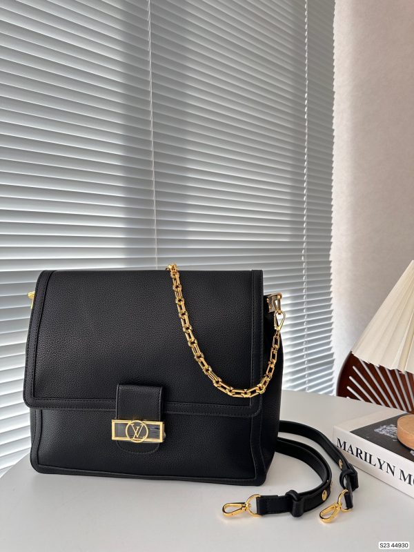 LOUIS VUITTON DAUPHINE BAG WITH CHAIN BLACK 34CM