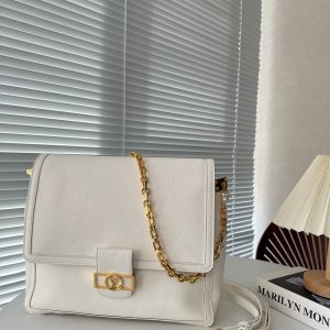 LOUIS VUITTON DAUPHINE BAG WITH CHAIN WHITE 34CM