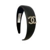 CHANEL CC LEATHER HEADBAND WITH GOLD HARDWARE IN BLACK