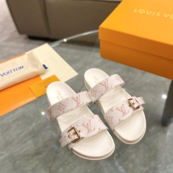 LOUIS VUITTON BOM DIA FLAT COMFORT MULE WHITE