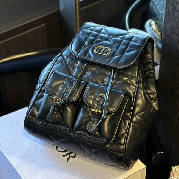 DIOR CARO LAMBSKIN BACKPACK BLACK 25CM