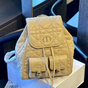 DIOR CARO LAMBSKIN BACKPACK BEIGE 25CM