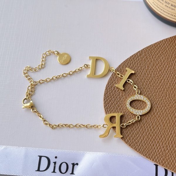 DIOR BRACELET GOLD TONE CRYSTAL