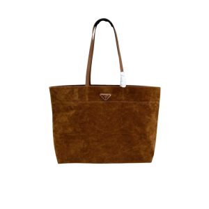 PRADA SUEDE TOTE BAG COCOA BROWN 37CM