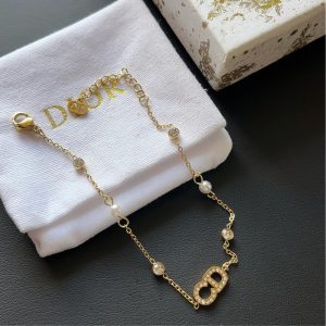 DIOR CD LOGO PEARL NECKLACE