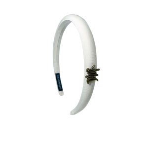 DIOR SMALL DIOR HEADBAND WITH GOLD HARDWARE IN WHITE