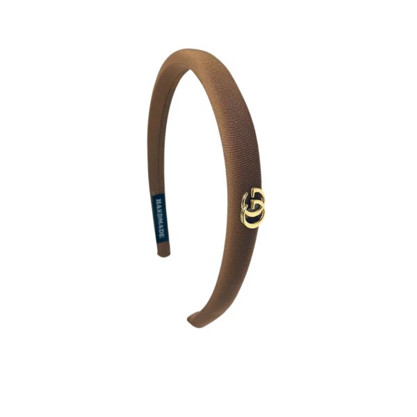 GUCCI SMALL GG HEADBAND WITH GOLD HARDWARE IN DARK BROWN