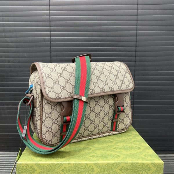 GUCCI GG SUPREME CANVAS SMALL MESSENGER BAG BEIGE EBONY 23CM