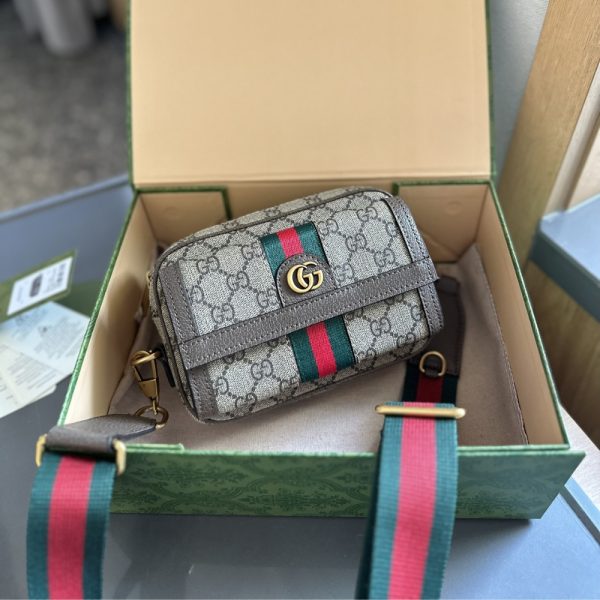 GUCCI OPHIDIA GG MINI BAG BEIGE EBONY 20CM