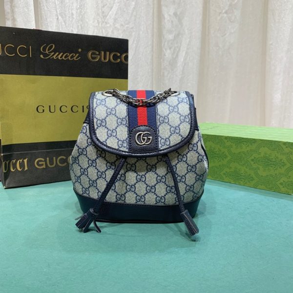 GUCCI OPHIDIA GG MINI BACKPACK BEIGE BLUE 20.5CM