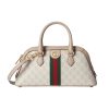 GUCCI OPHIDIA SMALL TOP HANDLE BAG BEIGE AND WHITE 30CM