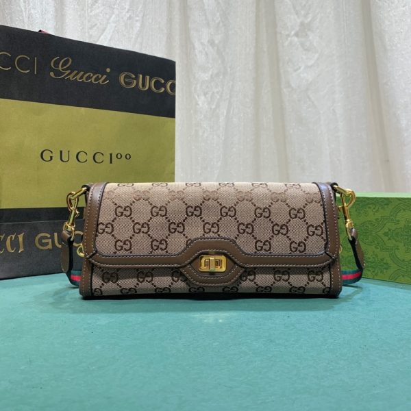 GUCCI LUCE SMALL GG CANVAS SHOULDER BAG BEIGE BROWN 27.5CM