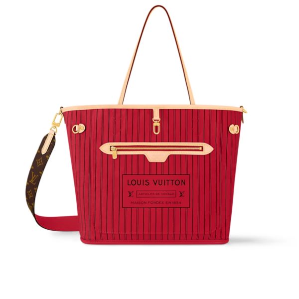 LOUIS VUITTON NEVERFULL BANDOULIÈRE INSIDE OUT MONOGRAM ROUGE SARI 33CM M12096