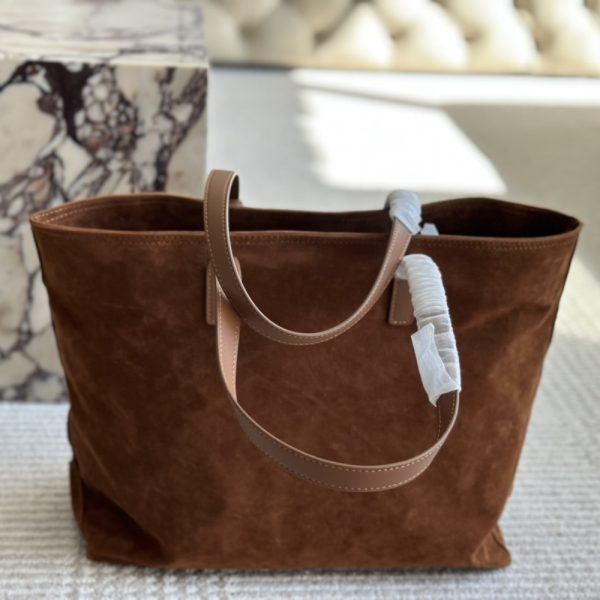 PRADA SUEDE DOUBLE TOTE BAG COCOA BROWN 35CM