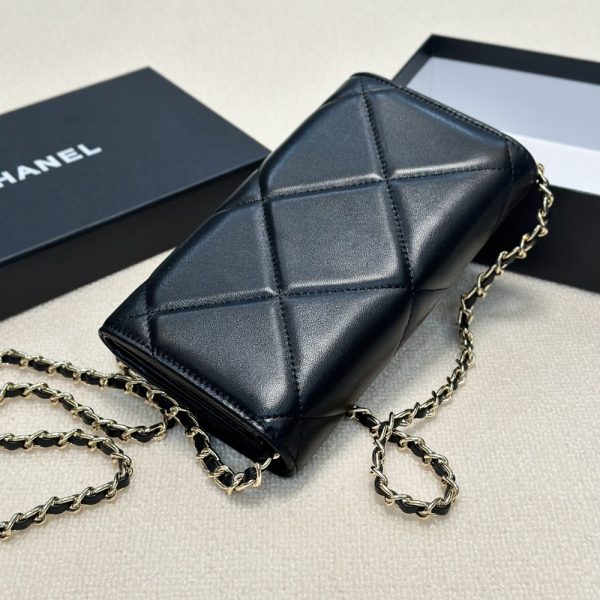 CHANEL LAMBSKIN FLAP BAG BLACK 19CM