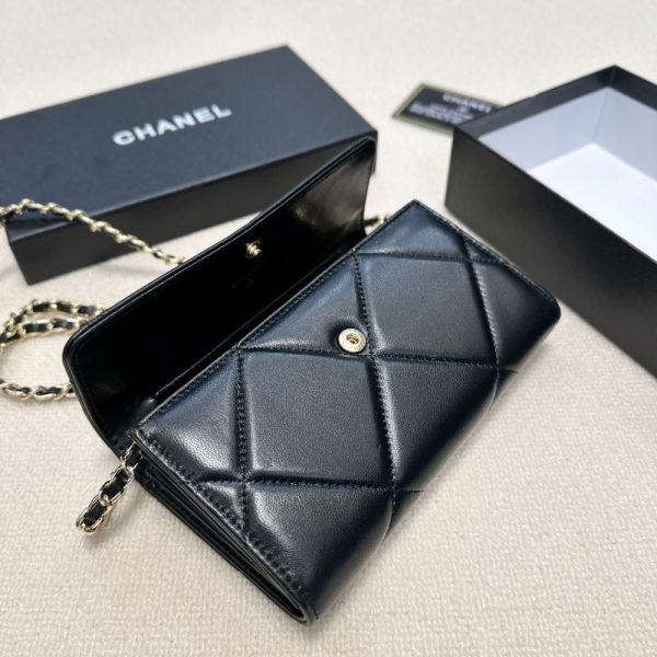 CHANEL LAMBSKIN FLAP BAG BLACK 19CM