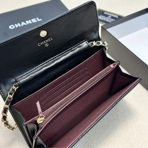 CHANEL LAMBSKIN FLAP BAG BLACK 19CM