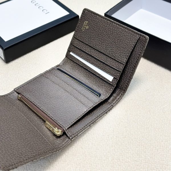 GUCCI OPHIDIA SHORT WALLET CANVAS GREY 11CM