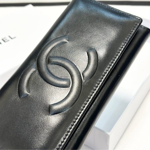 CHANEL LONG LAMBSKIN WALLET BLACK 19CM