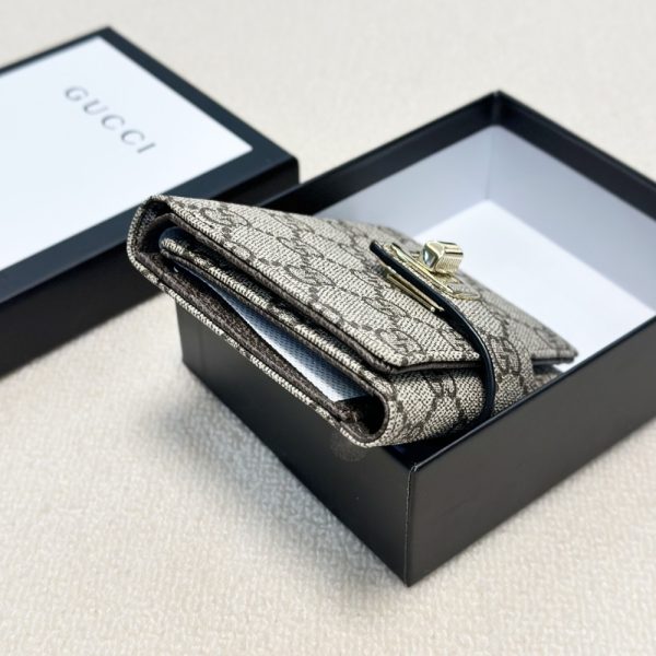 GUCCI OPHIDIA SHORT WALLET CANVAS GREY 11CM