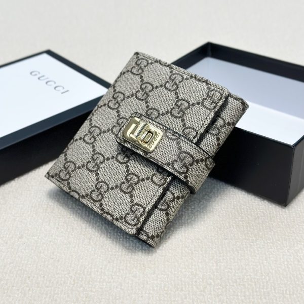 GUCCI OPHIDIA SHORT WALLET CANVAS GREY 11CM