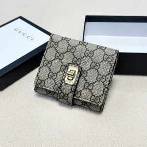 GUCCI OPHIDIA SHORT WALLET CANVAS GREY 11CM