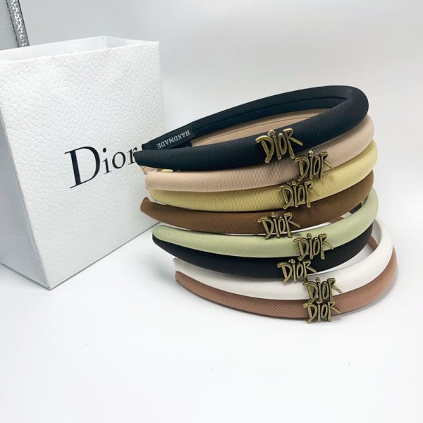 DIOR SMALL DIOR HEADBAND WITH GOLD HARDWARE IN DARK BROWN