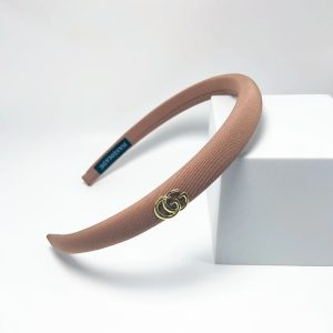 GUCCI SMALL GG HEADBAND WITH GOLD HARDWARE IN LIGHT BROWN