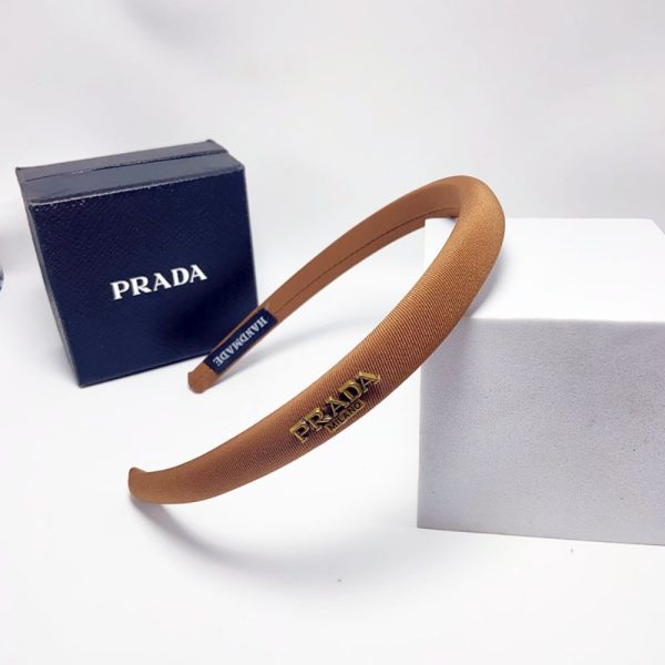 PRADA SMALL PRADA MILANO HEADBAND WITH GOLD HARDWARE IN DARK BROWN