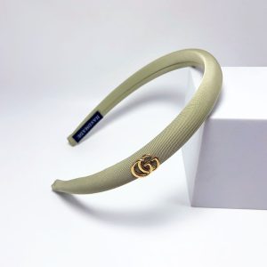 GUCCI SMALL GG HEADBAND WITH GOLD HARDWARE IN LIGHT GREEN