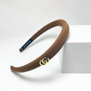 GUCCI SMALL GG HEADBAND WITH GOLD HARDWARE IN DARK BROWN