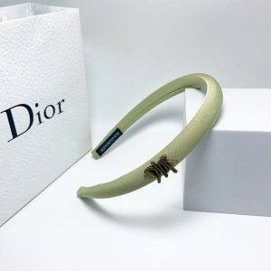 DIOR SMALL DIOR HEADBAND WITH GOLD HARDWARE IN LIGHT GREEN