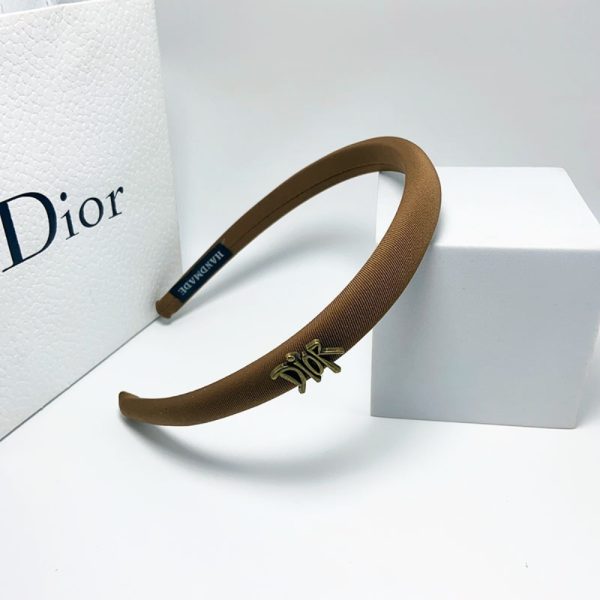 DIOR SMALL DIOR HEADBAND WITH GOLD HARDWARE IN DARK BROWN