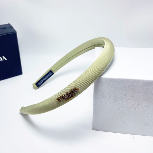 PRADA SMALL PRADA MILANO HEADBAND WITH GOLD HARDWARE IN LIGHT GREEN