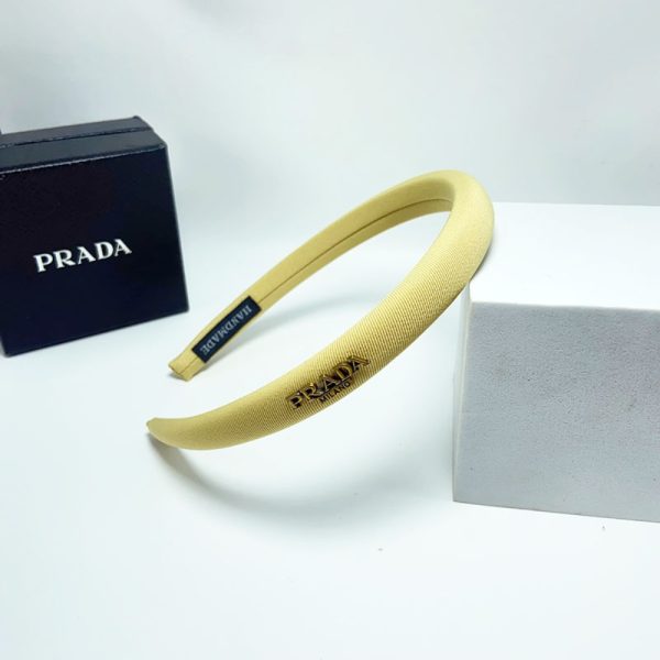 PRADA SMALL PRADA MILANO HEADBAND WITH GOLD HARDWARE IN YELLOW