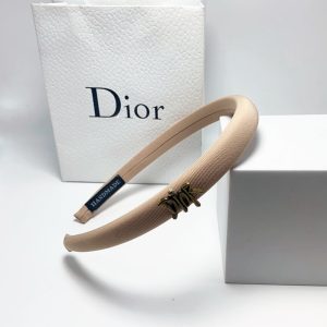 DIOR SMALL DIOR HEADBAND WITH GOLD HARDWARE IN BEIGE