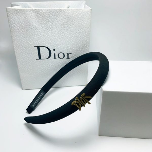 DIOR SMALL DIOR HEADBAND WITH GOLD HARDWARE IN BLACK