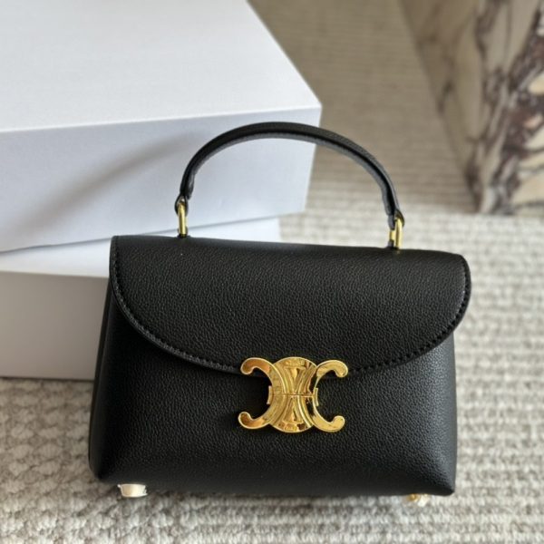 CELINE MEDIUM NINO BAG IN SUPPLE CALFSKIN BLACK 20CM 117523FXK 38NO