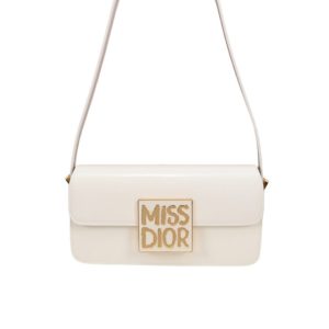 DIOR MISS DIOR FLAP BAG PATENT CALFSKIN WHITE 22CM