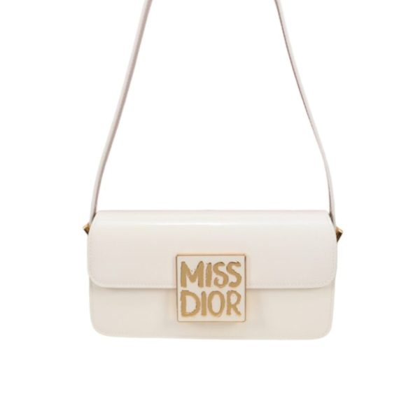 DIOR MISS DIOR FLAP BAG PATENT CALFSKIN WHITE 22CM