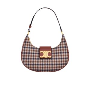 CELINE AVA TRIOMPHE BAG IN TARTAN TEXTILE AND CALFSKIN MEDIUM 24CM 114492FYD 14ML